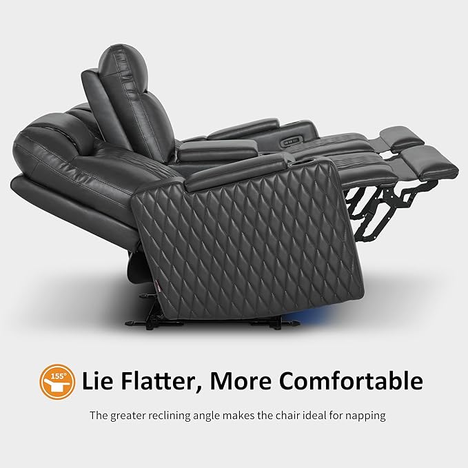 MCombo 80" Zero Gravity Oversized Power Reclining Loveseat with Adjustable Headrest for Living Room, Double Recliner Sofa with USB & Type C, Armrest Storage & LED Light HTS401SET
