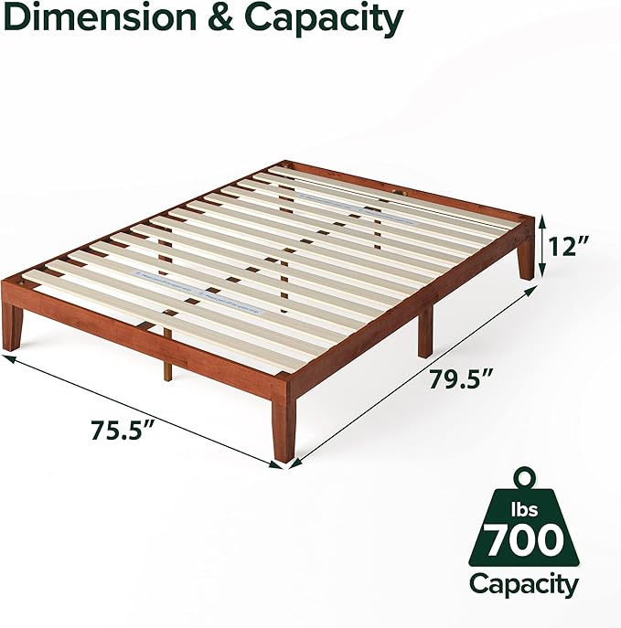 Zinus Wen Wood Platform Bed Frame/Solid Wood Foundation/Wood Slat Support/No Box Spring Needed/Easy Assembly, King