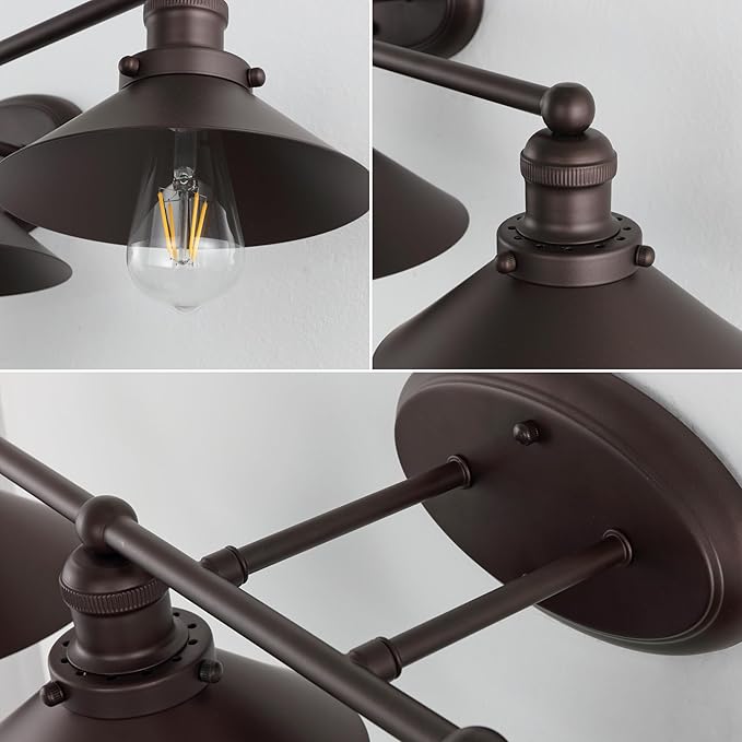 JONATHAN Y 7.88" Oil Rubbed Bronze 1-Light Industrial Farmhouse Metal Vanity Light Wall Sconce, Metal Shade for Bathroom Mirror, Kitchen, Entryway, LED Bulb Included (JYL7904A)