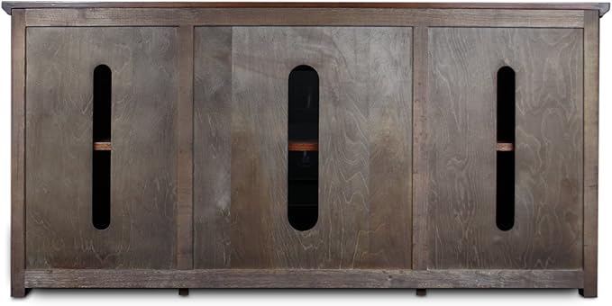 Leick Home 82350 Solid Wood Mission Oak Three Door TV Stand For 55" TVs Universal TV Console Living Room Storage Shelves Entertainment Center, Mission Oak