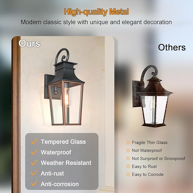 ALVIME Outdoor Sconce Lights, 17 Inch Aged Copper Outdoor Wall Lantern, Waterproof Outside Light Fixtures for House, Entryway, Front Door, Porch, Patio, Garage, E26 Base&High Strength Clear Glass