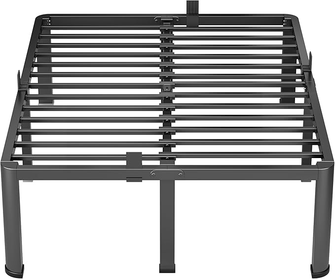 18 Inch California King Heavy Duty 3500 lbs Bed Frame with Round-Corner Legs & Anti-Squeak Design – Quick Assembly Metal Platform, No Box Spring Needed