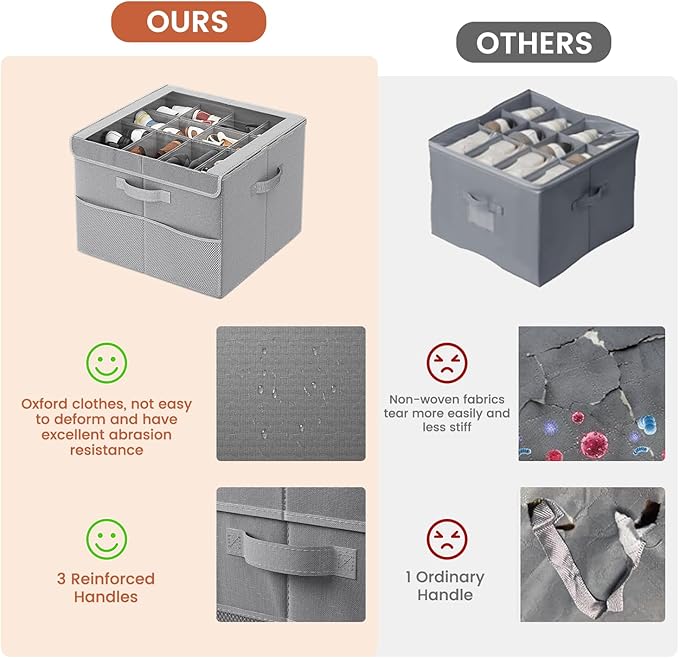 PHINOX Shoe Organizer for Closet, Fits 12-24 Pairs, Shoe Storage Bins with Clear Cover and Reinforced Handles, Foldable Shoe Storage Organizer, Space Saving Shoe Holder for Wardrobe, 1 Pack Gray