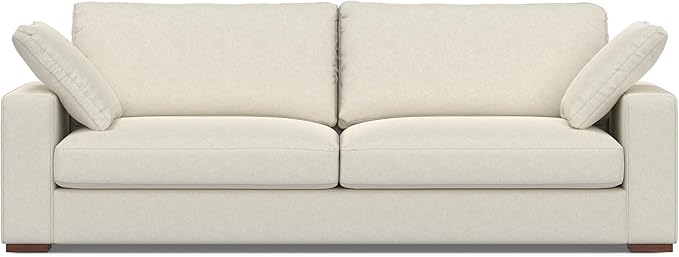 SIMPLIHOME Charlie Sofa in 100% Recycled Polyester Tightly Woven Performance Fabric, Cream, 96-inches Wide, Handcrafted Contemporary Style Sofa for Living Room or Couch for Family Room