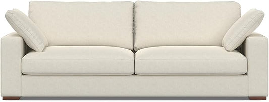 SIMPLIHOME Charlie Sofa in 100% Recycled Polyester Tightly Woven Performance Fabric, Cream, 96-inches Wide, Handcrafted Contemporary Style Sofa for Living Room or Couch for Family Room