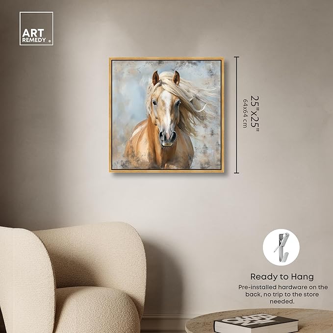 Art Remedy Rustic Rider Canvas Horse Wall Art, Gold Frame, 24" x 24"