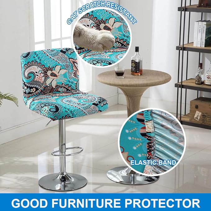 Levoberg Bar Stools Cover Set of 2 Printed Armless Swivel Barstools Slipcovers with Backs Stretch Square Counter Height Bar Stools Covers Mid Low Back Chair Cover for Kitchen Dining Room Bar #5