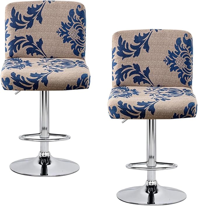 Levoberg Bar Stools Cover Set of 2 Printed Armless Swivel Barstools Slipcovers with Backs Stretch Square Counter Height Bar Stools Covers Mid Low Back Chair Cover for Kitchen Dining Room Bar #2