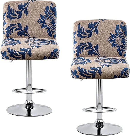 Levoberg Bar Stools Cover Set of 2 Printed Armless Swivel Barstools Slipcovers with Backs Stretch Square Counter Height Bar Stools Covers Mid Low Back Chair Cover for Kitchen Dining Room Bar #2