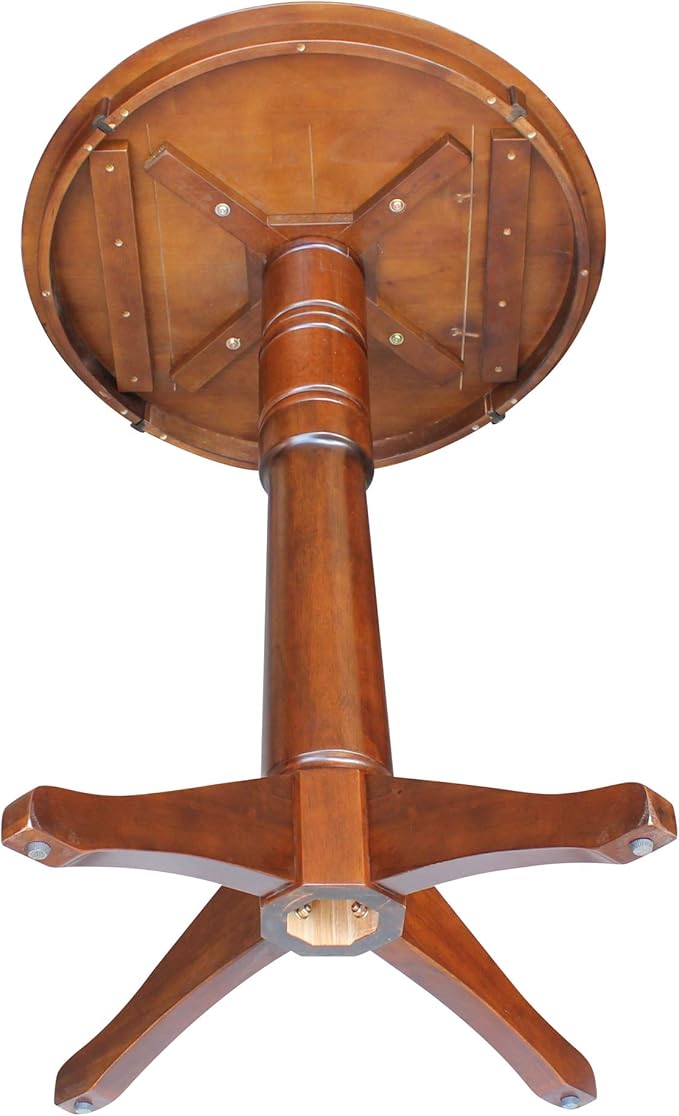International Concepts 30" Round Wood Pedestal Bar Table in Espresso