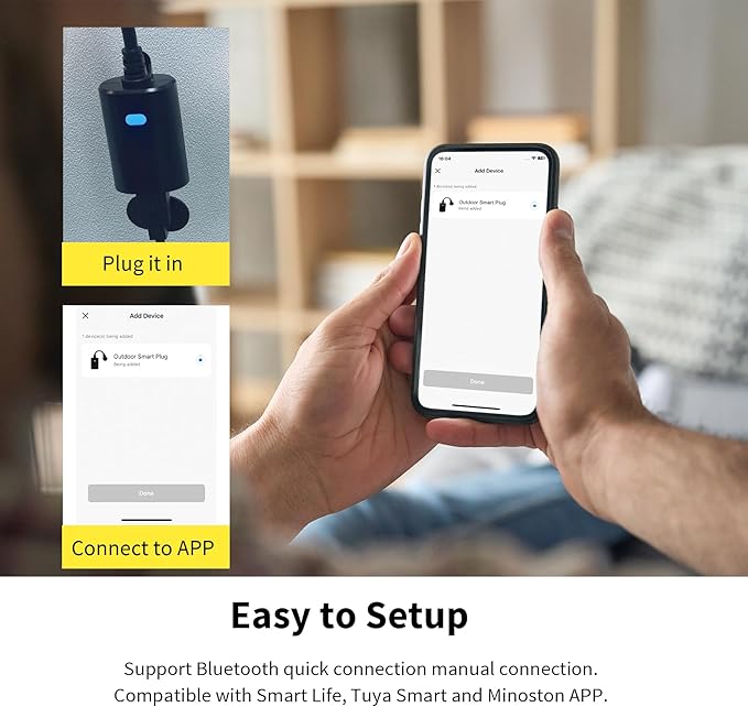 Minoston Heavy Duty Smart Plug, Wi-Fi Outdoor Smart Plug, Dimmer Plug Compatible with Alexa, Smart Life, Google Home