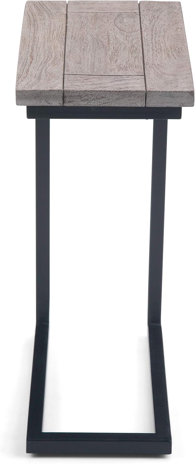 SIMPLIHOME Skyler C-Side Table - 18" Wide x 24" High Solid Mango Wood and Metal Slide-Under Table in Birch, Industrial Accent Table or End Table for Living Room or Bedroom with Open Frame, Assembled