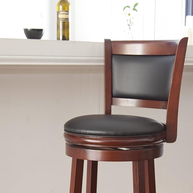 Boraam Augusta Bar Height Swivel Stool, 29-Inch, Cherry