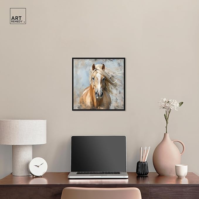 Art Remedy Rustic Rider Canvas Horse Wall Art, Black Frame, 16" x 16"