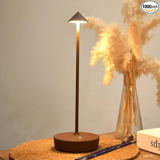 Rechargeable Cordless Table Lamp, 6000mAh LED Battery Operated Desk Lamp Touch 3 Color Stepless Dimming Portable Outdoor Waterproof Table Light for Patio/Restaurant/Dining/Home (Rust)