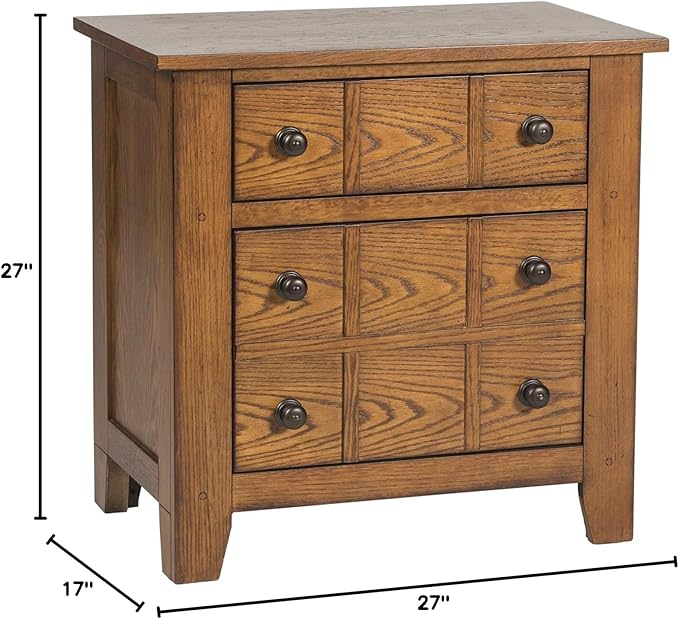 Liberty Furniture Grandpa's Cabin Drawer Night Stand, 27" x 17" x 27", Aged Oak