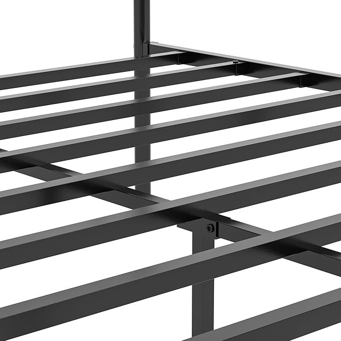 VECELO Queen Size Metal Platform Bed Frame with Headboard & Charging Station,Premium Steel Slat Support No Box Spring Needed,Noise-Free Anti-Slip,Easy Assembly