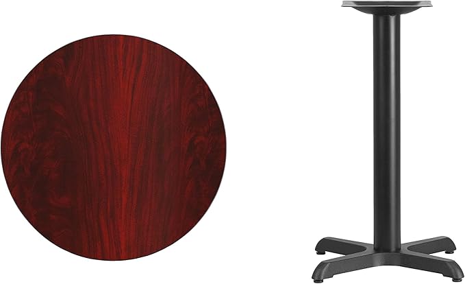 Flash Furniture 24'' Round Mahogany Laminate Table Top with 22'' x 22'' Table Height Base
