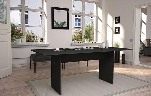 Manhattan Comfort Nomad Dining Table for 4 to 6, Modern Rustic Farmhouse Statement Furniture Piece with Protouch Wood Grain Finish, Sturdy H-Base Pedestal Design, Easy Assembly, 67.91", Grey