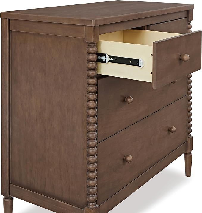 Delta Children Saint 4 Drawer Dresser with Changing Top and Interlocking Drawers, Teak Brown