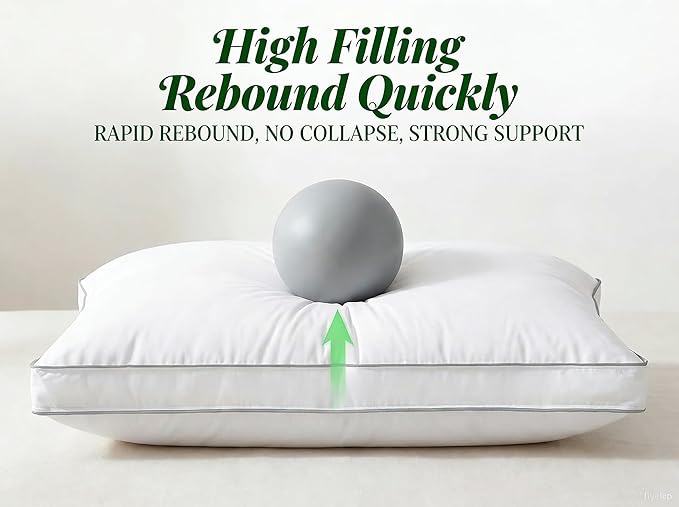 Goose Down Pillow, King Size Set of 1 with 3-Layer Design, Hotel Down Bed Pillow for Side, Back, and Stomach Sleepers, Soft 600 Thread Count Cotton Cover–Luxury Hotel Pillows Quality(19" x 35")