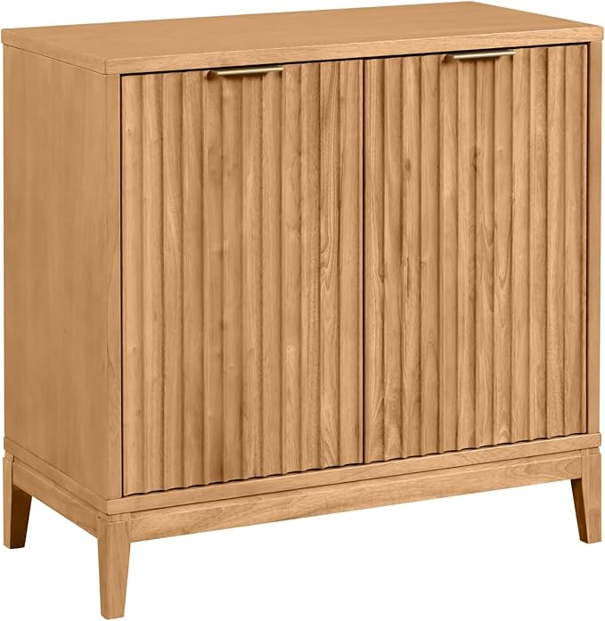 Nathan James Jasper Wood Modern Sideboard Accent Storage Cabinet with Fluted Doors, for Kitchen or Living Room, Warm Pine