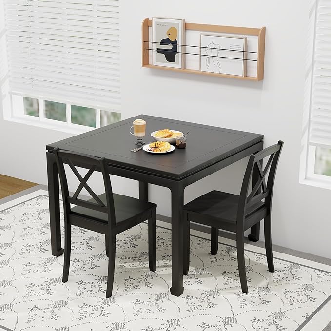 Giantex Wood Dining Chairs Set of 2, Armless Kitchen Chairs w/Rubber Wood Legs & Curved Backrest, Farmhouse Cross Back Diner Chairs, Wooden Side Chairs for Home Dining Room, Load 400 LBS, Black