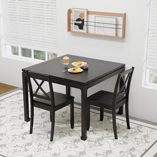 Giantex Wood Dining Chairs Set of 4, Armless Kitchen Chairs w/Rubber Wood Legs & Curved Backrest, Farmhouse Cross Back Diner Chairs, Wooden Side Chairs for Home Dining Room, Load 400 LBS, Black