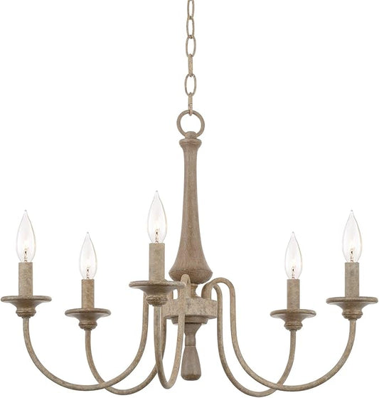 Kira Home Sherbrooke 24" 5-Light French Country Chandelier, Adjustable Height, Smoked Cedar Finish