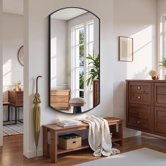 Bathroom Mirror, 30x60 Inch Black Oval Large Wall Mounted Mirror with Thin Metal Frame, Modern Bathroom Vanity Mirrors for Over Sink, Entryway, Living Room, Bedroom