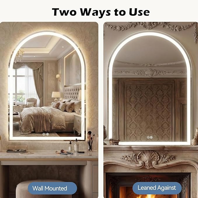Simple Deluxe 28x36 inch Arched Mirror for Bathroom Vanity Mirror or Wall Decor, Arch Mirror Brushed Metal Frame, Wall Mounted Mirror for Bathroom LivingRoom Bedroom Entryway(28''×36'')