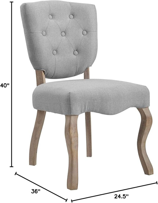 Modway Array French Vintage Tufted Upholstered Fabric Two Dining Chairs in Light Gray