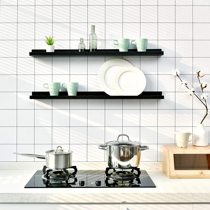 WELLAND Vista Photo Shelf Picture Ledge Floating Wall Shelves, 36-inch, Set of 2, Espresso