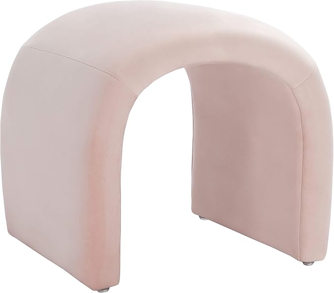 Safavieh Home Collection Kibo Modern Waterfall Light Pink Velvet Ottoman (Fully Assembled)