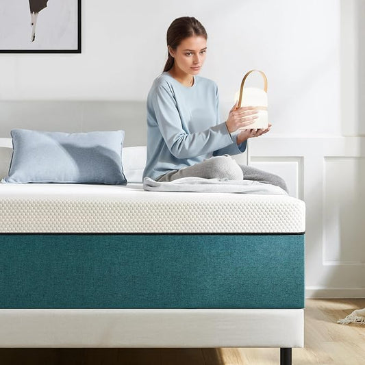 Queen Mattress,10 Inch No Fiberglass Gel Memory Foam Queen Size Mattress in a Box,Pressure Relief with Medium Firm Support,80" X 60" X 10",Medium Firm,Blue