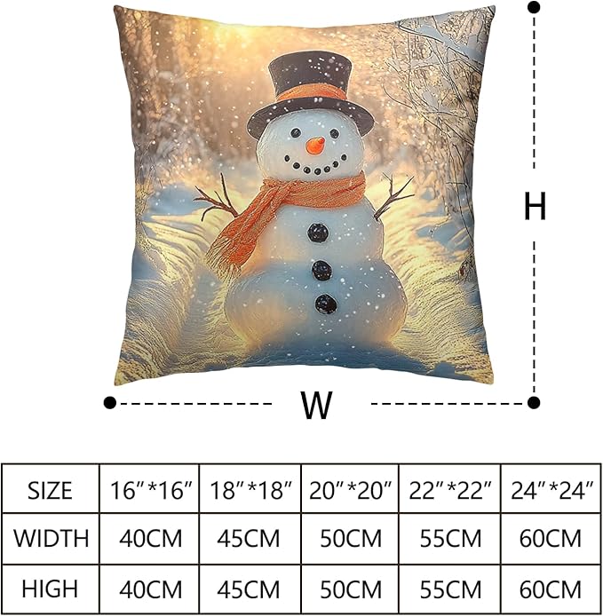 Winter Pillow Covers Snowman in The Sunshine Throw Pillow Covers 16x16 Snowflakes Pillow Case Double Sided Printing Cushion Case for Home Decor Couch Sofa Set of 2