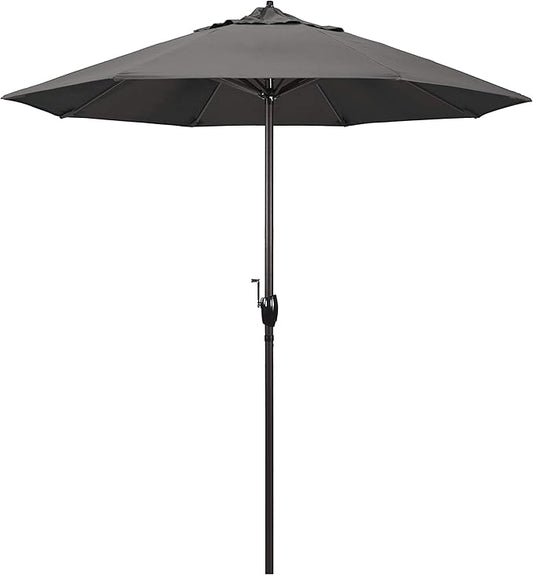 California Umbrella 7.5' Round Sunbrella Aluminum Outdoor Deck, Pool or Patio Umbrella, Crank Lift, Auto Tilt, Bronze Pole, Charcoal