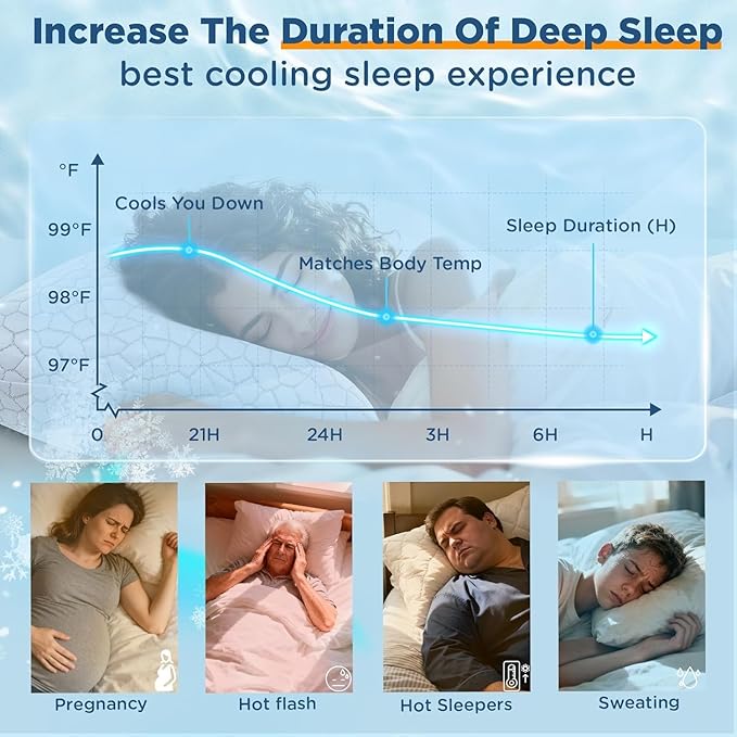 Cooling Pillow Queen Size Set of 2, CertiPUR-US Shredded Memory Foam Pillows, Cool Bed Pillows for Hot Sleepers Sleeping, Adjustable Firm Pillow for Side,Back,Stomach Sleepers,Sleep Gift for Mom