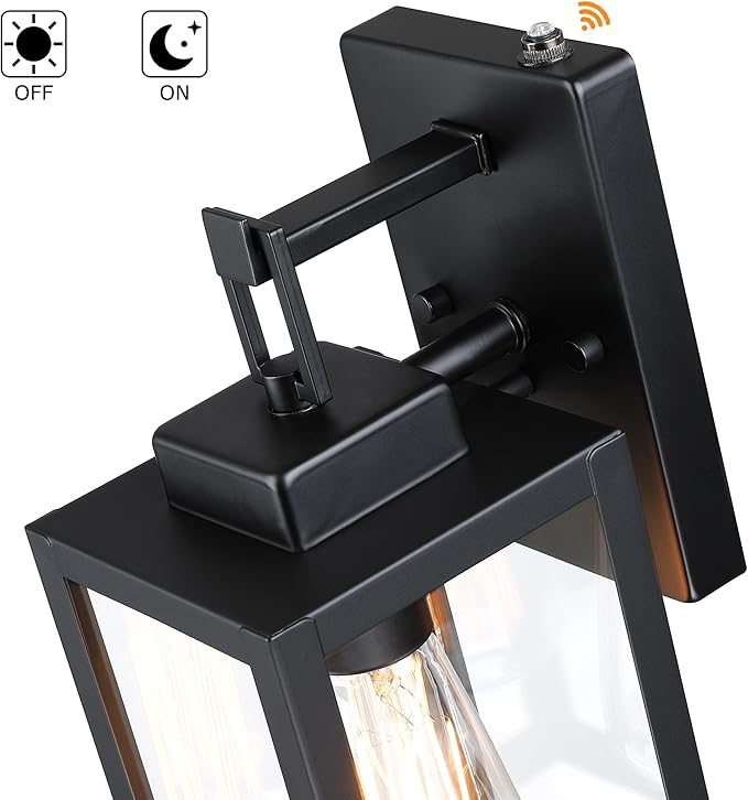 12 Inch Outdoor Wall Lights Dusk to Dawn,Exterior Sconce Lights with Sensor Photocell Black Wall Lantern for Porch Patio Garage Dusk to Dawn Outdoor Lighting