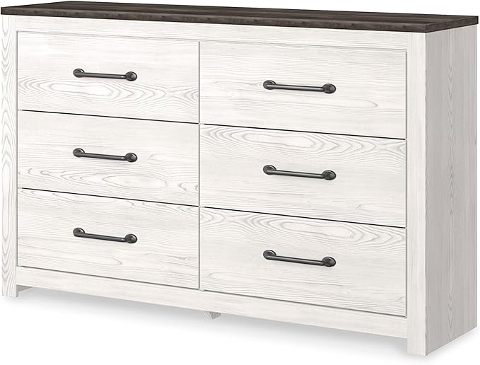 Signature Design by Ashley Gerridan Coastal 6 Drawer Dresser, Two Tone White