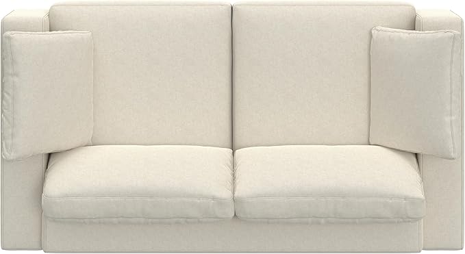SIMPLIHOME Charlie Sofa in 100% Recycled Polyester Tightly Woven Performance Fabric, Cream, 78-inches Wide, Handcrafted Contemporary Style Loveseat Sofa or Couch for Living Room