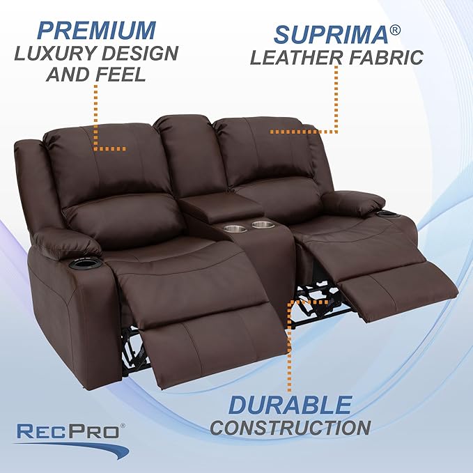 RecPro Charles 70" Powered Double RV Wall Hugger Recliner Sofa | Loveseat | RV Furniture with 2023 Updated Fabric (Mahogany)