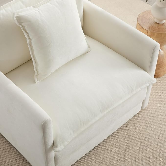 Chenille Oversized Accent Chair - 39”W Big Comfy Reading Chair, Modular Cloud Chair, Cozy Armchair for Living Room, Bedroom, Kids Room, Family Room, Reading Nook, Cream White