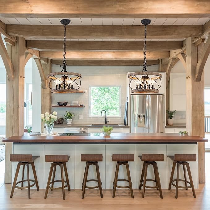 15.7'' Farmhouse Chandelier, 5-Light Dining Room Light Fixture, French Country Rustic Chandelier for Entryway, Foyer, Bedroom, Living Room