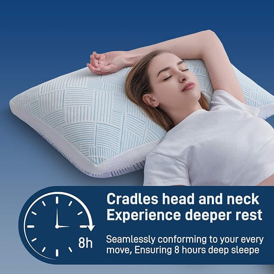 Lyralith Shredded Memory Foam Cooling Soft Bamboo Viscose Pillow King Size, Adjustable Hypoallergenic Hotel Quality Bed Pillow for Side, Stomach and Back Sleeper, Oeko-TEX Certified