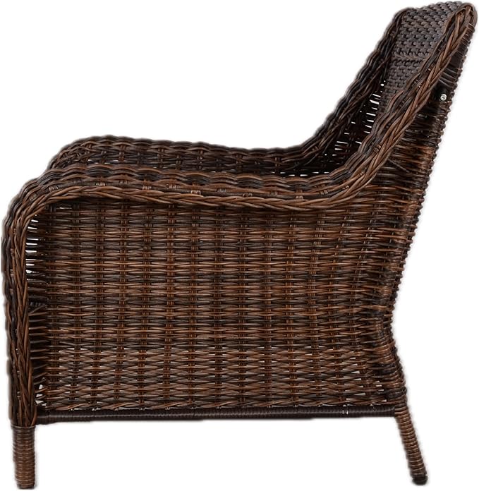 Cambridge Outdoor Wicker Club Chair All-Weather HDPE Rattan Patio Dining Chairs Lounge Seating with Soft Cushion, Midnight Navy Blue