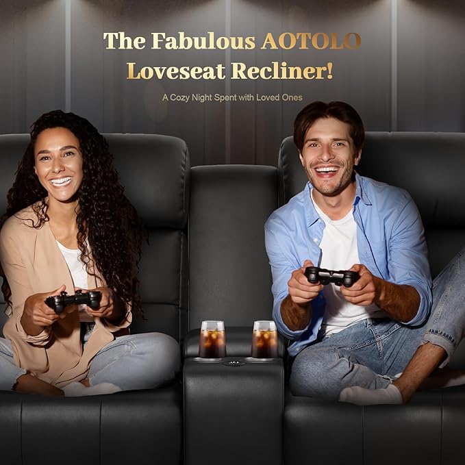 880LBS Big and Tall Reclining Loveseat, Loveseat Recliner with 8-Gear Silent Massage, 90% Pre-Assembled Home Theater Seating with USB-A & Type-C, Wall Hugger Recliners RV Loveseat Sofa for Living Room