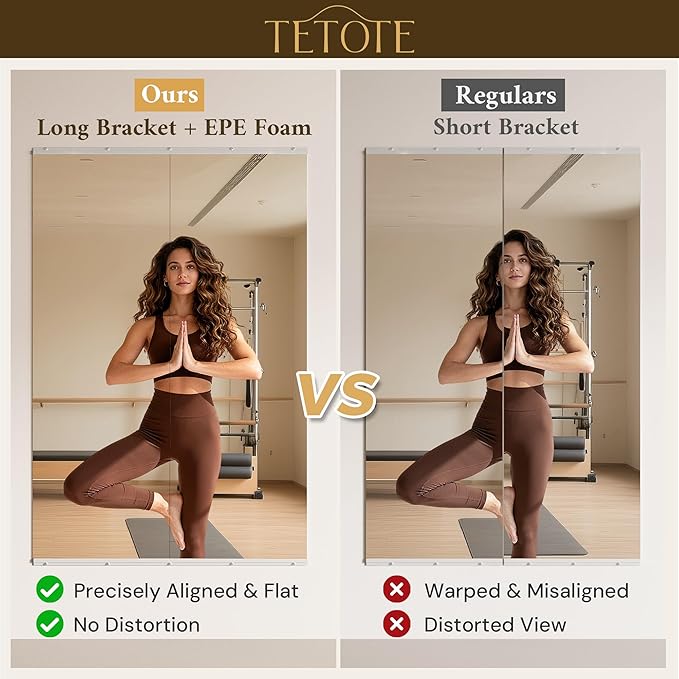 TETOTE Gym Mirrors for Home Gym Wall Large 60" x 24" - 2PCS Workout Exercise Fitness Mirror, Tempered Glass Frameless Full Length Mirror for Garage, Dance Studio, Yoga, Bedroom, Living Room