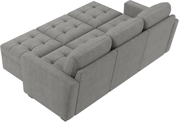 HONBAY Modular Sectional Couch Sleeper Sofa Bed with Storage Seats Oversized Sectional Couches for Living Room,Warm Grey
