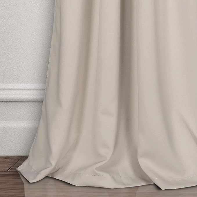 Lush Decor Insulated Grommet Blackout Window Curtain Panels, Pair, 52" W x 95" L, Wheat - Classic Modern Design - Chic Window Decor - Long Curtains For Living Room, Bedroom, Or Dining Room